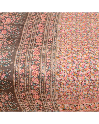 Sanskriti Vintage Red Indian Blend Silk Sarees Printed Sari Soft Craft Fabric, PR-57375-Red-Printed Floral Design-Blend Silk-3