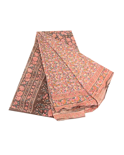 Sanskriti Vintage Red Indian Blend Silk Sarees Printed Sari Soft Craft Fabric, PR-57375-Red-Printed Floral Design-Blend Silk-6