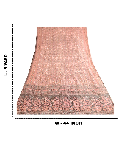 Sanskriti Vintage Red Indian Blend Silk Sarees Printed Sari Soft Craft Fabric, PR-57375-Red-Printed Floral Design-Blend Silk-8