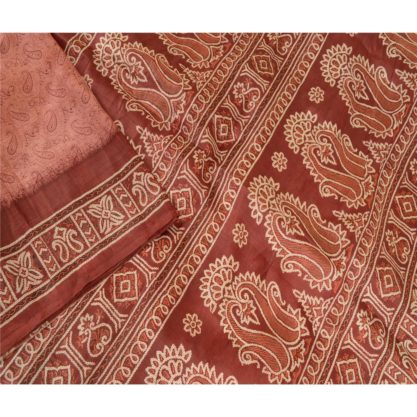 Sanskriti Vintage Blush Pink Blend Silk Sarees Printed Sari Floral Craft Fabric, PR-57400-Blush Pink-Printed Floral Design-Blend Silk-2