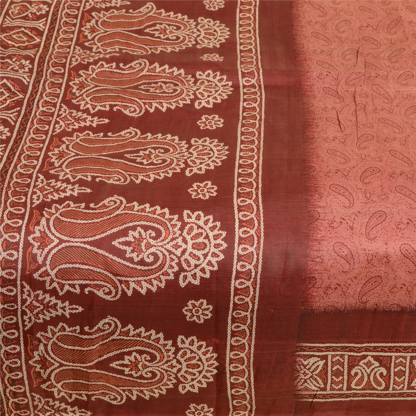 Sanskriti Vintage Blush Pink Blend Silk Sarees Printed Sari Floral Craft Fabric, PR-57400-Blush Pink-Printed Floral Design-Blend Silk-3