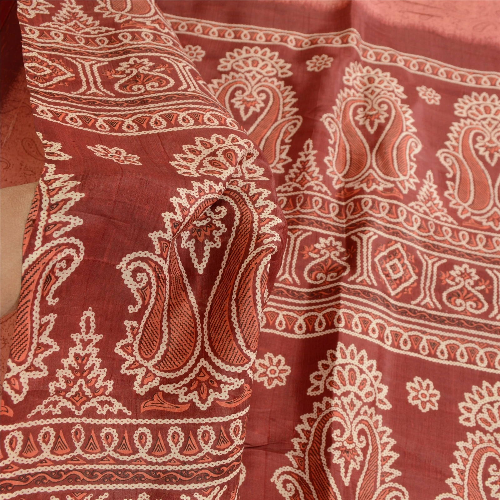 Sanskriti Vintage Blush Pink Blend Silk Sarees Printed Sari Floral Craft Fabric, PR-57400-Blush Pink-Printed Floral Design-Blend Silk-5