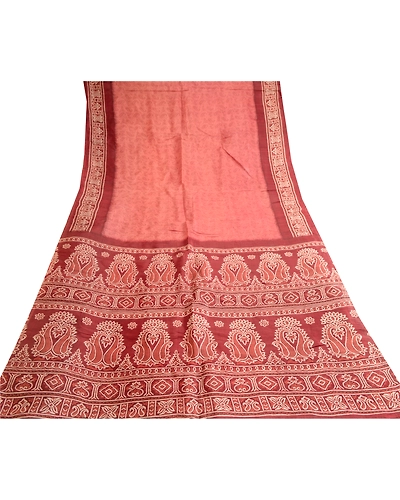Sanskriti Vintage Blush Pink Blend Silk Sarees Printed Sari Floral Craft Fabric, PR-57400-Blush Pink-Printed Floral Design-Blend Silk-7