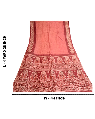 Sanskriti Vintage Blush Pink Blend Silk Sarees Printed Sari Floral Craft Fabric, PR-57400-Blush Pink-Printed Floral Design-Blend Silk-8