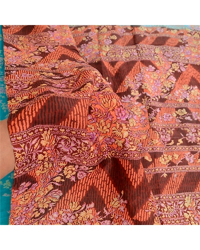 Sanskriti Vintage Blue Indian Pure Silk Sarees Printed Sari Floral Craft Fabric, PR-57458-Blue-Printed Floral Design-Pure Silk-5
