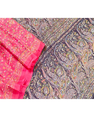 Sanskriti Vintage Hot Pink Indian Blend Silk Sarees Printed Sari Craft Fabric, PR-57465-Hot Pink-Printed Floral Design-Blend Silk-1