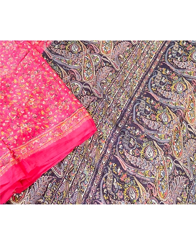 Sanskriti Vintage Hot Pink Indian Blend Silk Sarees Printed Sari Craft Fabric, PR-57465-Hot Pink-Printed Floral Design-Blend Silk-2