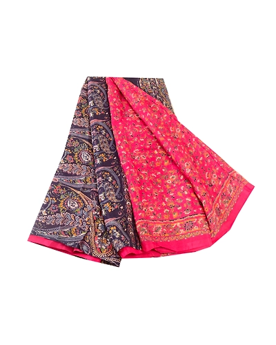 Sanskriti Vintage Hot Pink Indian Blend Silk Sarees Printed Sari Craft Fabric, PR-57465-Hot Pink-Printed Floral Design-Blend Silk-6