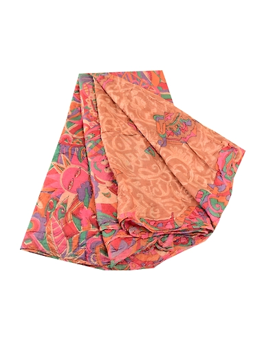 Sanskriti Vintage Brown Indian Pure Silk Sarees Printed Sari Floral Craft Fabric, PR-57502-Brown-Printed Floral Design-Pure Silk-6