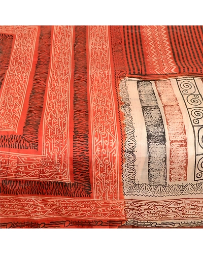 Sanskriti Vintage Orange Indian Pure Silk Sarees Printed Sari 5Yd Craft Fabric, PR-57539-Orange-Printed Floral Design-Pure Silk-3
