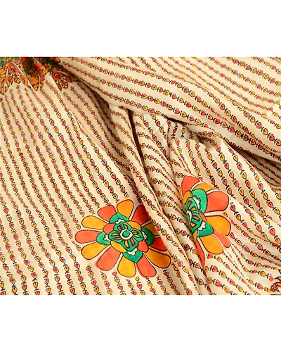Sanskriti Vintage Multi Pure Silk Sarees Printed Sari Floral 5Yd Craft Fabric, PR-57543-Multi-Printed Floral Design-Pure Silk-6