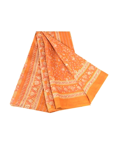 Sanskriti Vintage Brown Indian Pure Silk Sarees Printed Sari Floral Craft Fabric, PR-57549-Brown-Printed Floral Design-Pure Silk-7