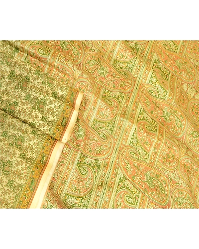 Sanskriti Vintage Green Indian 100% Pure Silk Sarees Printed Sari Craft Fabric, PR-57565-Green-Printed Floral Design-Pure Silk-2