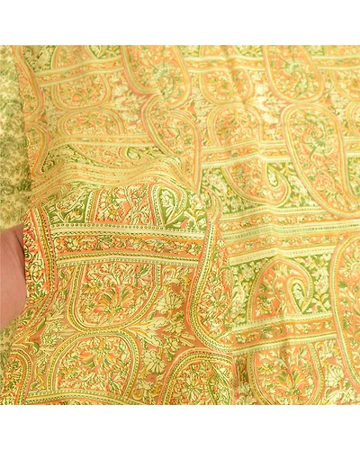 Sanskriti Vintage Green Indian 100% Pure Silk Sarees Printed Sari Craft Fabric, PR-57565-Green-Printed Floral Design-Pure Silk-6