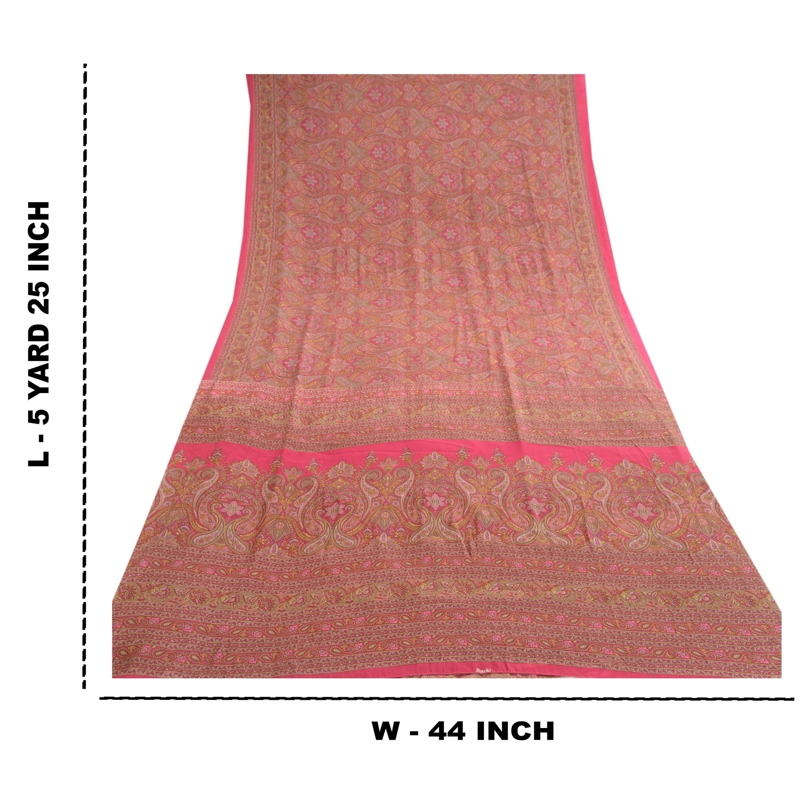 Sanskriti Vintage Pink Indian Art Silk Sarees Printed Sari 5Yd Soft Craft Fabric, PR-57569-Pink-Printed Floral Design-Art Silk-8