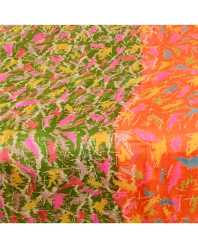 Sanskriti Vintage Orange Indian Sarees Printed 100% Pure Silk Sari Craft Fabric, PR-57697-Orange-Printed Floral Design-Pure Silk-3