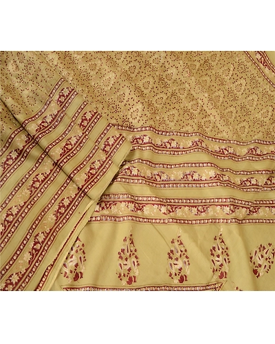 Sanskriti Vintage Green Printed Indian Sarees Pure Silk Sari 5Yd Craft Fabric, PR-57703-Green-Printed Floral Design-Pure Silk-1