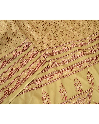 Sanskriti Vintage Green Printed Indian Sarees Pure Silk Sari 5Yd Craft Fabric, PR-57703-Green-Printed Floral Design-Pure Silk-2