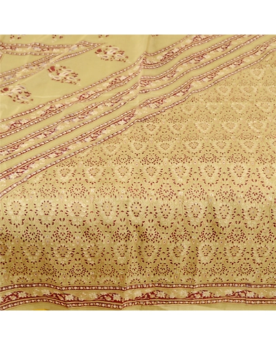 Sanskriti Vintage Green Printed Indian Sarees Pure Silk Sari 5Yd Craft Fabric, PR-57703-Green-Printed Floral Design-Pure Silk-3