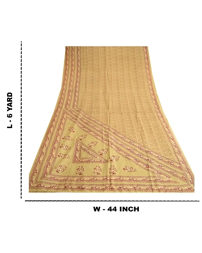 Sanskriti Vintage Green Printed Indian Sarees Pure Silk Sari 5Yd Craft Fabric, PR-57703-Green-Printed Floral Design-Pure Silk-8