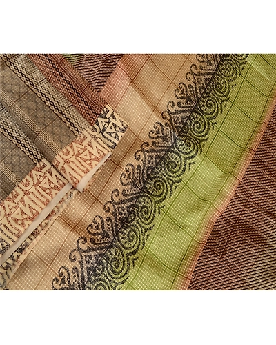 Sanskriti Vintage Indian Multi Sarees Pure Silk Printed Sari 5Yd Craft Fabric, PR-57844-Multi-Printed Floral Design-Pure Silk-1