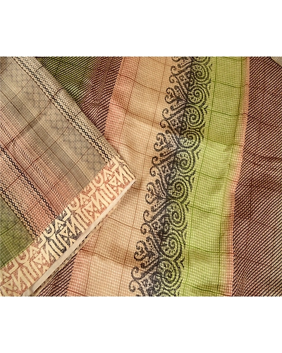 Sanskriti Vintage Indian Multi Sarees Pure Silk Printed Sari 5Yd Craft Fabric, PR-57844-Multi-Printed Floral Design-Pure Silk-2