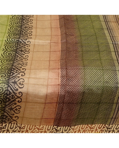Sanskriti Vintage Indian Multi Sarees Pure Silk Printed Sari 5Yd Craft Fabric, PR-57844-Multi-Printed Floral Design-Pure Silk-3