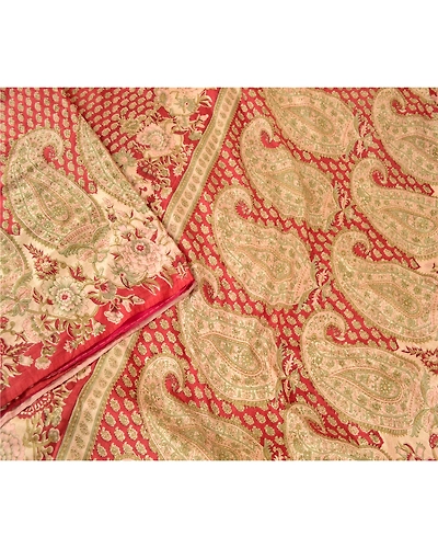 Sanskriti Vintage Dark Red Indian Printed Sarees Pure Silk Sari 5Yd Craft Fabric, PR-57916-Dark Red-Printed Floral Design-Pure Silk-2