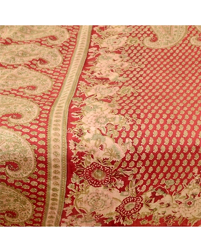Sanskriti Vintage Dark Red Indian Printed Sarees Pure Silk Sari 5Yd Craft Fabric, PR-57916-Dark Red-Printed Floral Design-Pure Silk-3