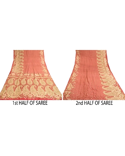 Sanskriti Vintage Dark Red Indian Printed Sarees Pure Silk Sari 5Yd Craft Fabric, PR-57916-Dark Red-Printed Floral Design-Pure Silk-4