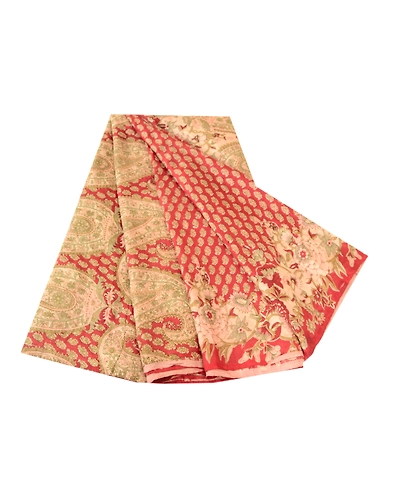 Sanskriti Vintage Dark Red Indian Printed Sarees Pure Silk Sari 5Yd Craft Fabric, PR-57916-Dark Red-Printed Floral Design-Pure Silk-6