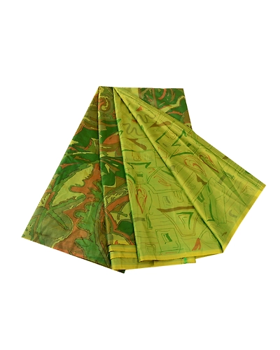 Sanskriti Vintage Indian Green Printed Sarees Pure Silk Sari Soft Craft Fabric, PR-57941-Green-Printed Floral Design-Pure Silk-6