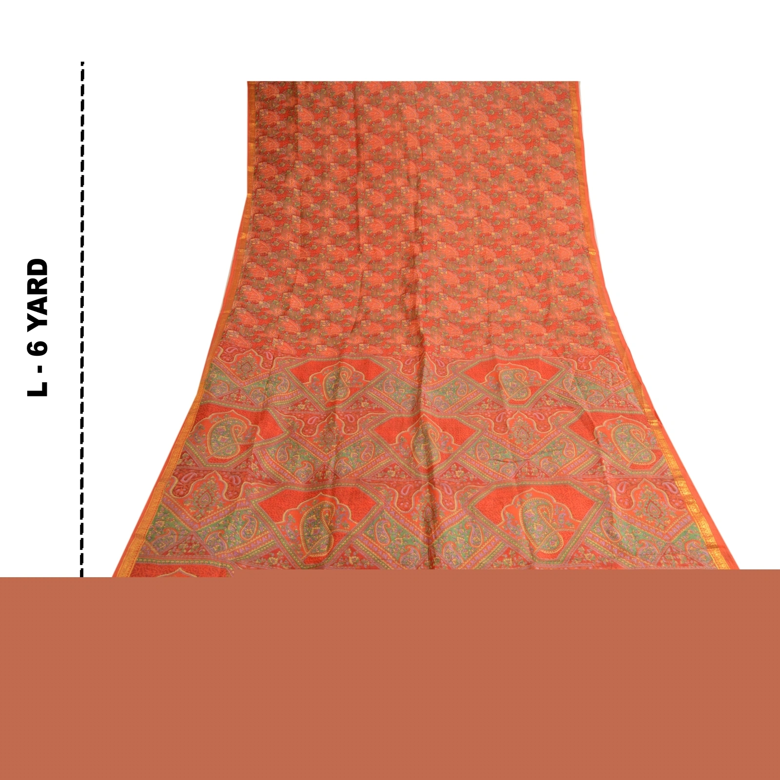 Sanskriti Vintage Red Printed Zari Border Sarees Pure Silk Sari 5Yd Craft Fabric, PR-57971-Red-Printed Floral Design-Pure Silk-8