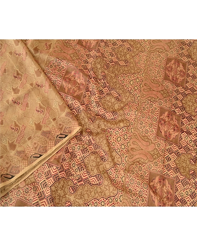 Sanskriti Vintage Green Indian Sarees Printed Pure Silk Sari 5Yd Craft Fabric, PR-58019-Green-Printed Floral Design-Pure Silk-2