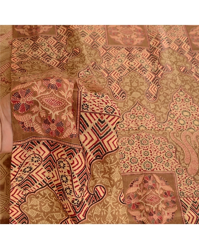 Sanskriti Vintage Green Indian Sarees Printed Pure Silk Sari 5Yd Craft Fabric, PR-58019-Green-Printed Floral Design-Pure Silk-5
