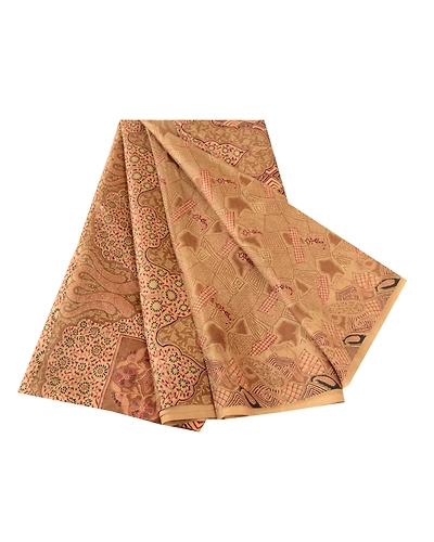 Sanskriti Vintage Green Indian Sarees Printed Pure Silk Sari 5Yd Craft Fabric, PR-58019-Green-Printed Floral Design-Pure Silk-6