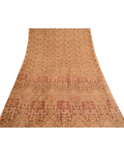 Sanskriti Vintage Green Indian Sarees Printed Pure Silk Sari 5Yd Craft Fabric, PR-58019-Green-Printed Floral Design-Pure Silk-7