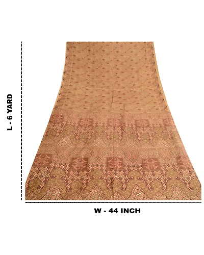 Sanskriti Vintage Green Indian Sarees Printed Pure Silk Sari 5Yd Craft Fabric, PR-58019-Green-Printed Floral Design-Pure Silk-8