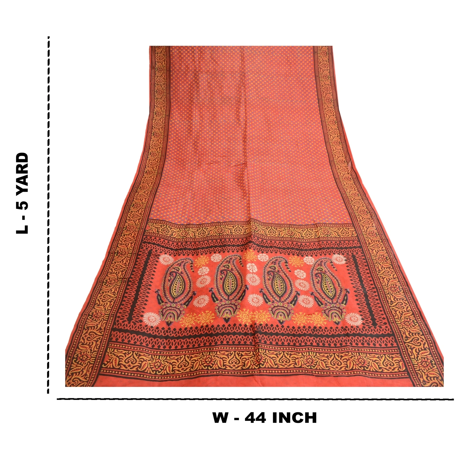 Sanskriti Vintage Red Indian Sarees Printed Pure Silk Sari 5Yd Soft Craft Fabric, PR-58060-Red-Printed Floral Design-Pure Silk-8