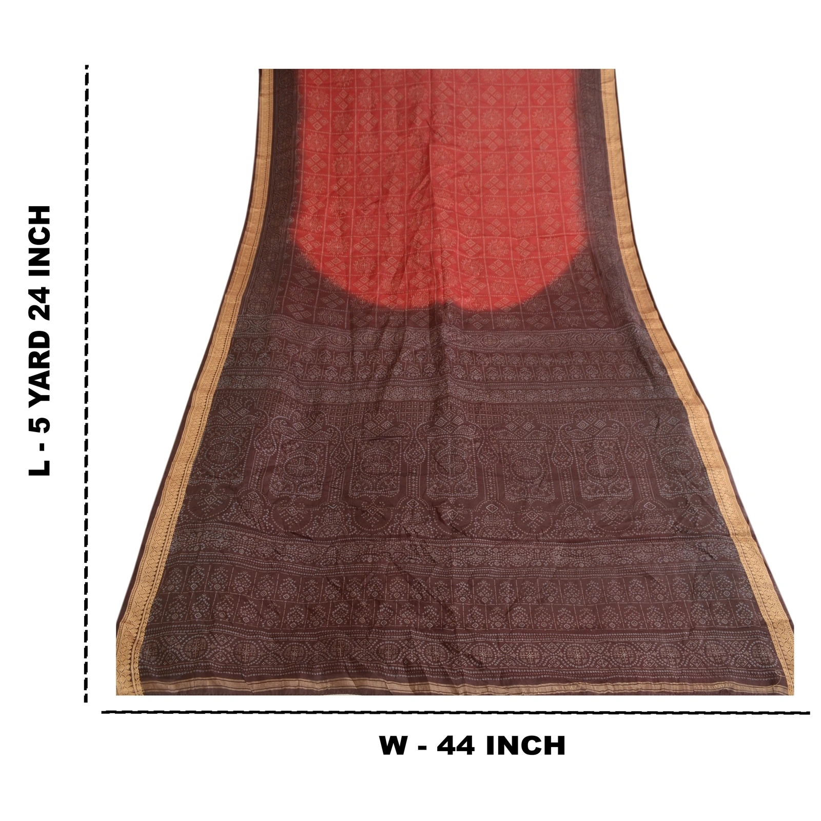 Sanskriti Vintage Red Sarees Printed Pure Silk Sari Soft Floral 5Yd Craft Fabric, PR-58080-Red-Printed Floral Design-Pure Silk-8