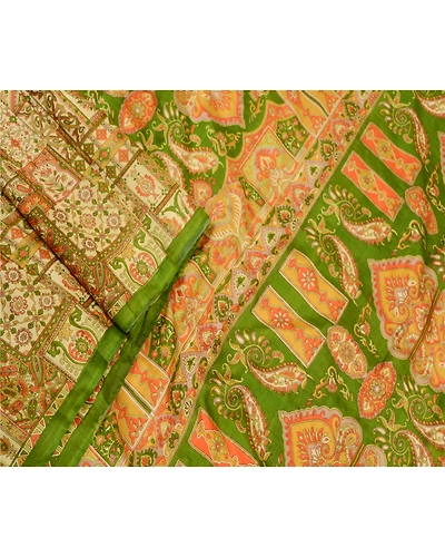 Sanskriti Vintage Brown Indian Sarees Printed Pure Silk Sari Soft Craft Fabric, PR-58102-Brown-Printed Floral Design-Pure Silk-1