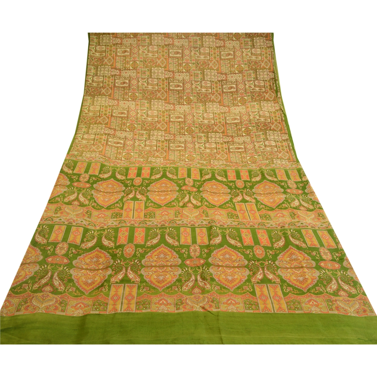 Sanskriti Vintage Brown Indian Sarees Printed Pure Silk Sari Soft Craft Fabric, PR-58102-Brown-Printed Floral Design-Pure Silk-7