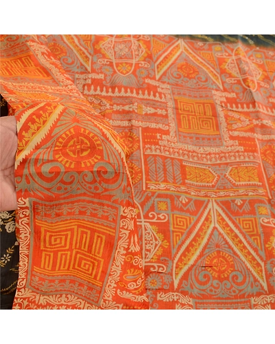 Sanskriti Vintage Black Sarees Printed Pure Silk Sari 5Yd Floral Craft Fabric, PR-58117-Black-Printed Floral Design-Pure Silk-5