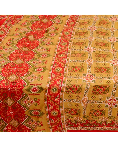 Sanskriti Vintage Brown Sarees Printed Pure Silk Sari 5Yd Floral Craft Fabric, PR-58119-Brown-Printed Floral Design-Pure Silk-3