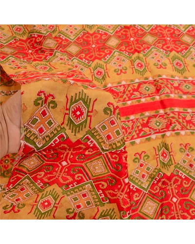 Sanskriti Vintage Brown Sarees Printed Pure Silk Sari 5Yd Floral Craft Fabric, PR-58119-Brown-Printed Floral Design-Pure Silk-5