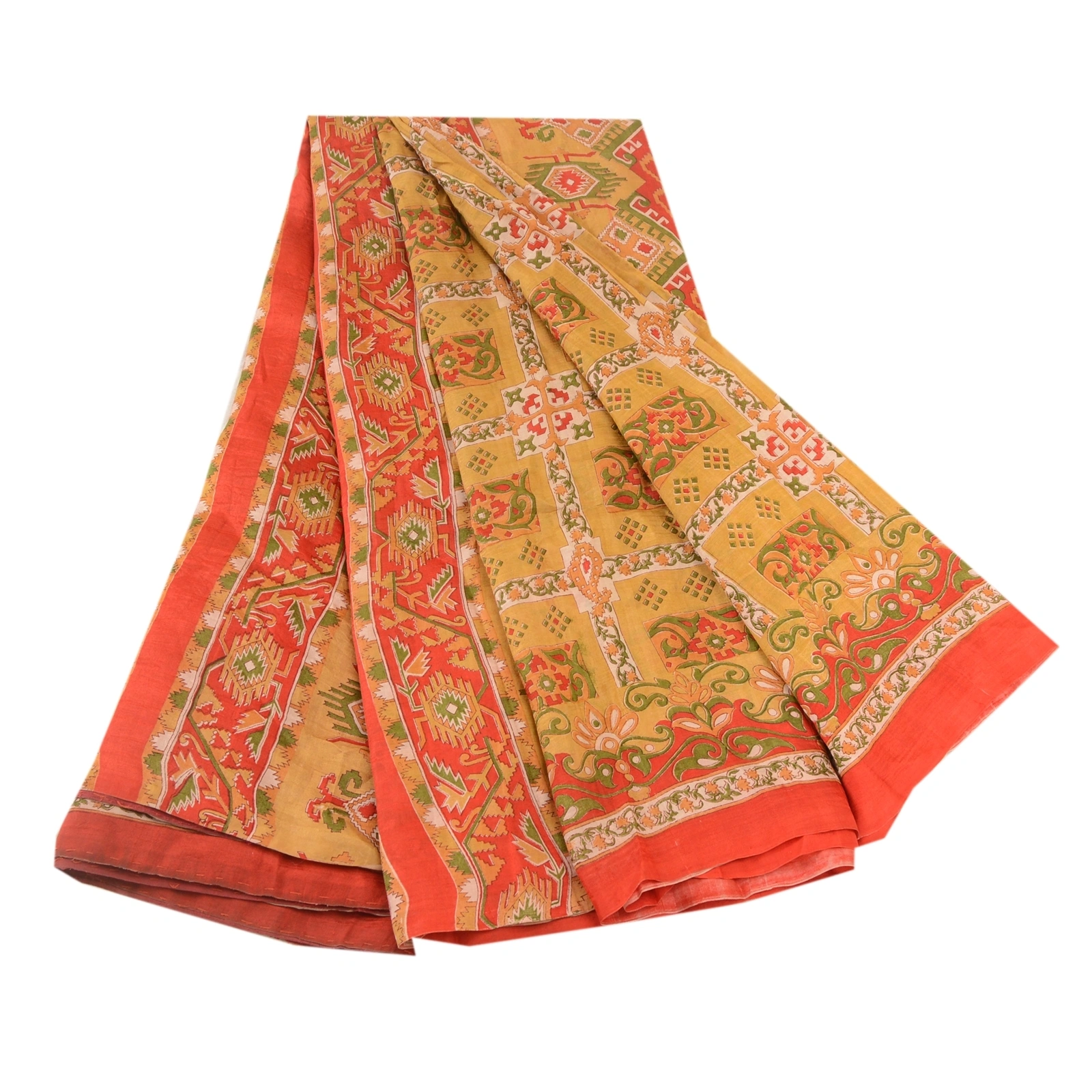 Sanskriti Vintage Brown Sarees Printed Pure Silk Sari 5Yd Floral Craft Fabric, PR-58119-Brown-Printed Floral Design-Pure Silk-6