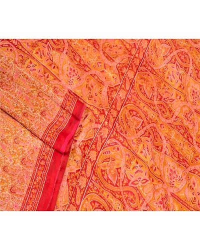 Sanskriti Vintage Mustard Indian Sarees 100% Pure Silk Printed Sari Craft Fabric, PR-58138-Mustard-100% Pure Silk-1