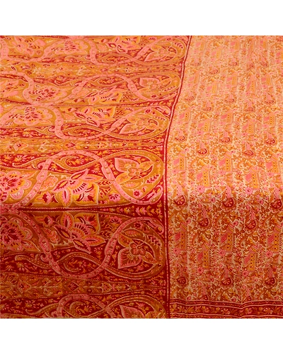 Sanskriti Vintage Mustard Indian Sarees 100% Pure Silk Printed Sari Craft Fabric, PR-58138-Mustard-100% Pure Silk-3