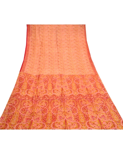 Sanskriti Vintage Mustard Indian Sarees 100% Pure Silk Printed Sari Craft Fabric, PR-58138-Mustard-100% Pure Silk-7