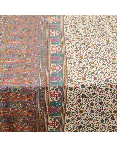 Sanskriti Vintage Ivory Indian Sarees Art Silk Printed Sari Soft Craft Fabric, PR-58148-Ivory-Printed Floral Design-Art Silk-3